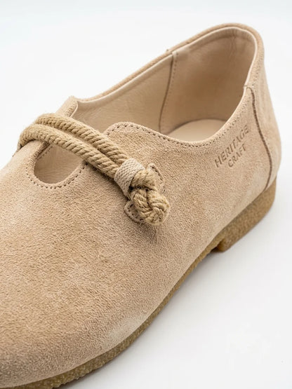 Women's Loafers – Round Toe Rope Detail Slip-On - Beige - detail