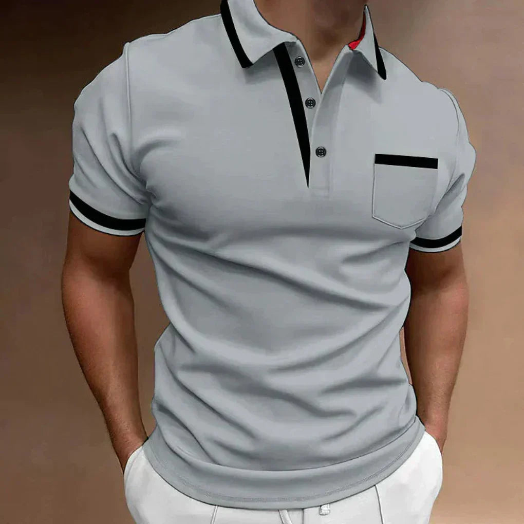 Momount Men Polo Shirt – Contrast Trim Chest Pocket Short Sleeve