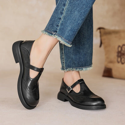 Calista | Vintage Brown Oxford Mary Jane Platform Shoes