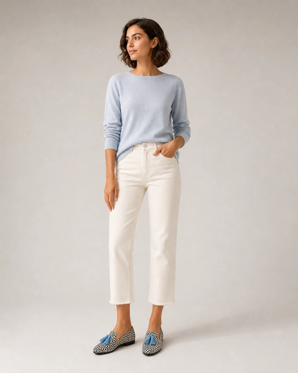 Damen-Loafer im Animal-Look mit blauen Quasten — Produktbild 2