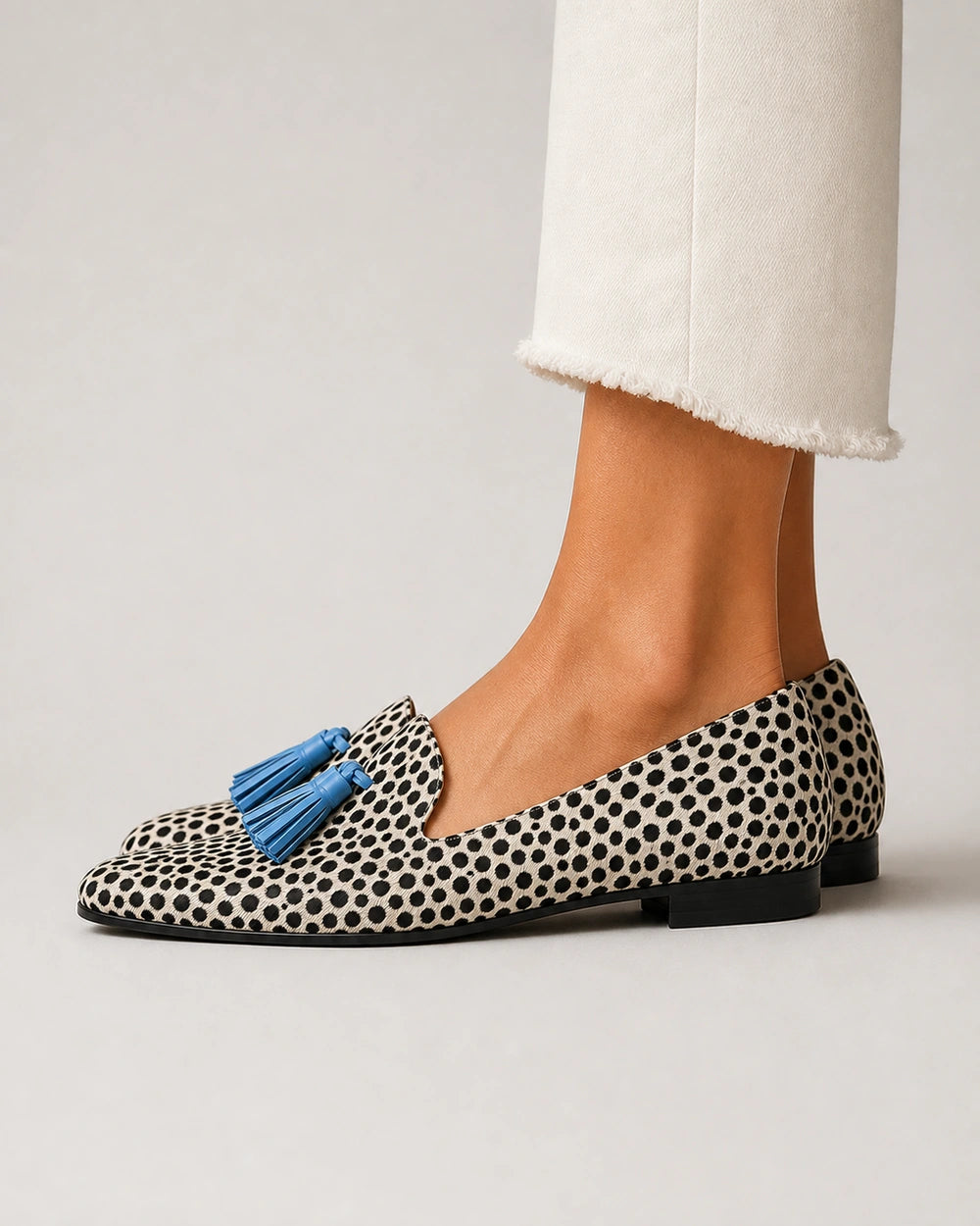 Damen-Loafer im Animal-Look mit blauen Quasten — Produktbild 4