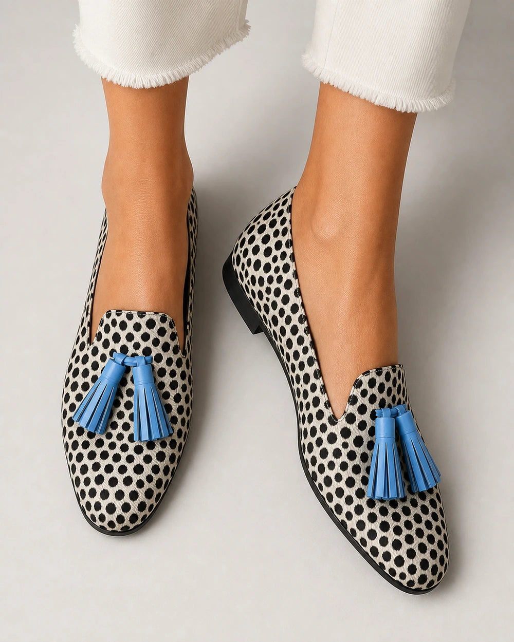 Damen-Loafer im Animal-Look mit blauen Quasten — Produktbild 5