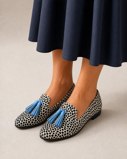 Damen-Loafer im Animal-Look mit blauen Quasten — Produktbild 8