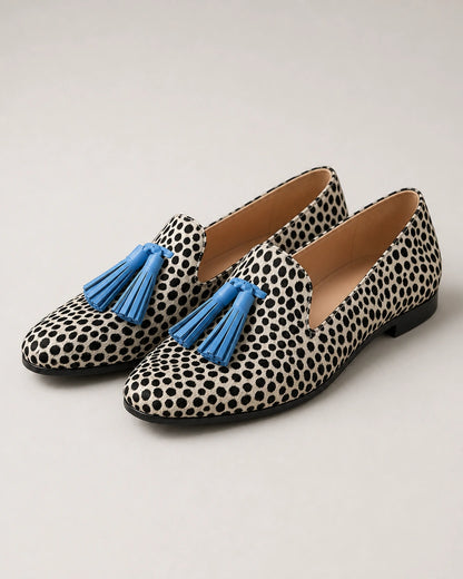 Damen-Loafer im Animal-Look mit blauen Quasten — Produktbild 9