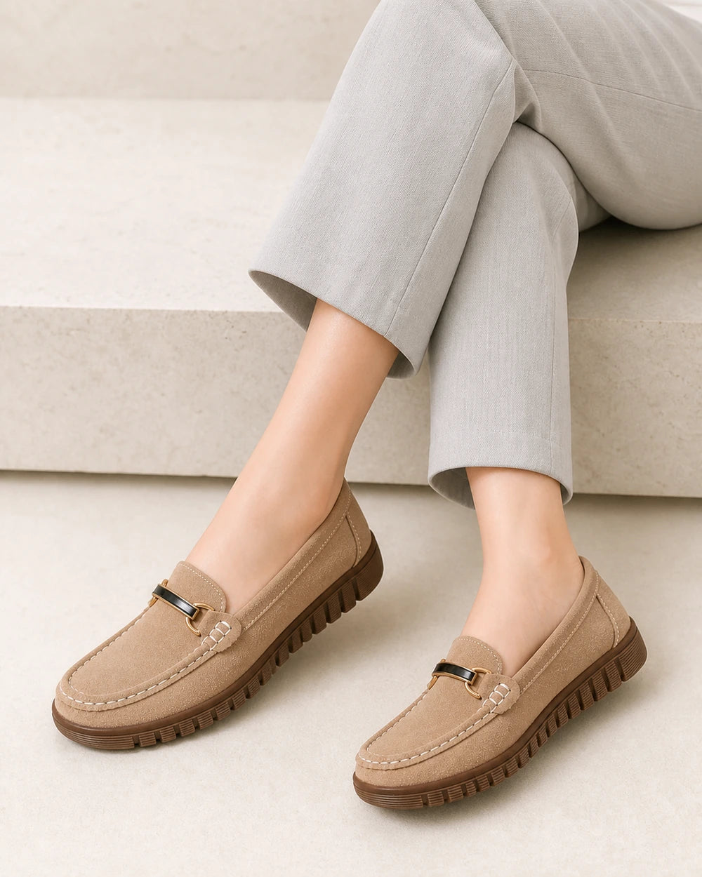 Damen-Loafer mit Chunky-Sohle und goldener Spange — Produktbild 8