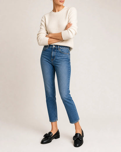 Schwarzer Damen-Loafer mit Schleife und niedrigem Absatz — Produktbild 2
