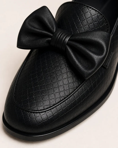 Schwarzer Damen-Loafer mit Schleife und niedrigem Absatz — Produktbild 6