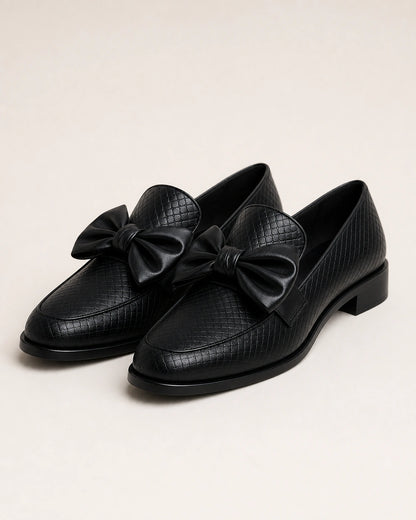 Schwarzer Damen-Loafer mit Schleife und niedrigem Absatz — Produktbild 9