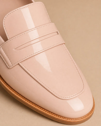 Glänzender puderrosa Loafer mit niedrigem Absatz — Produktbild 6