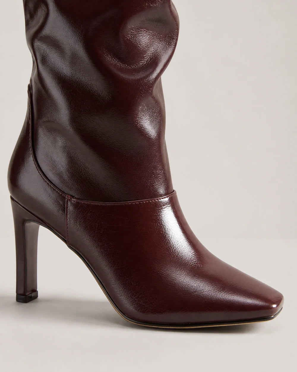 Momount women burgundy glossy knee-high boots – view 5