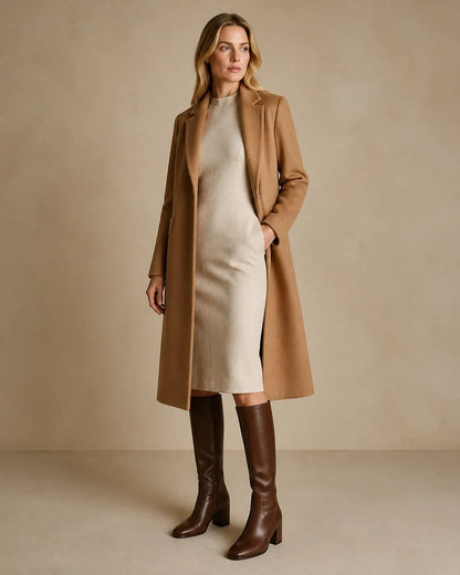 Momount Women Classic Zip Knee-High Block-Heel Boots – Brown silhouette