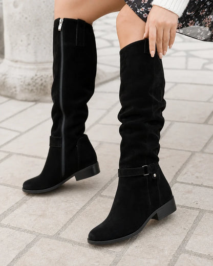 Momount Women Classic Zip Knee-High Boots – Black detail
