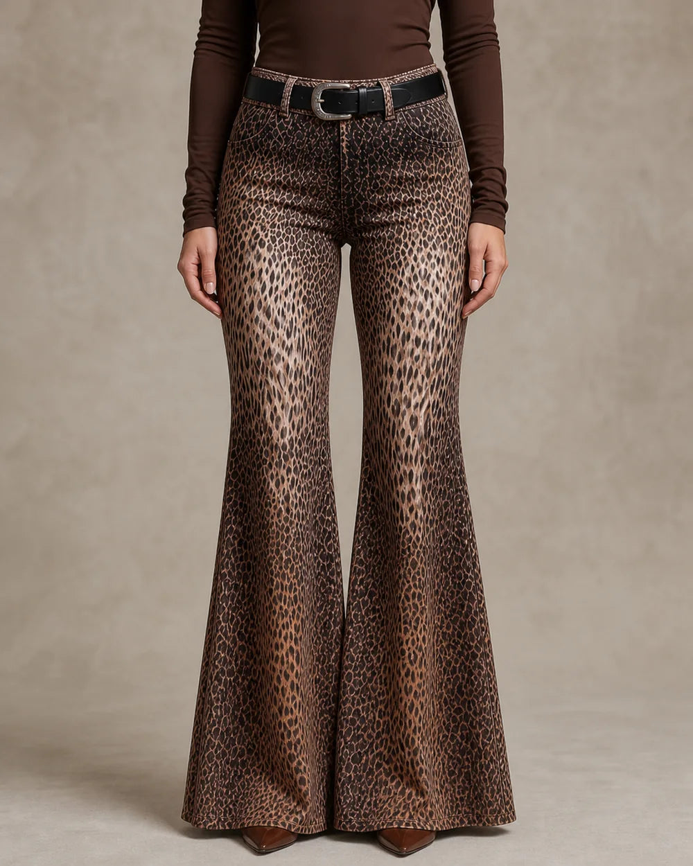 Women leopard gradient trousers front fit