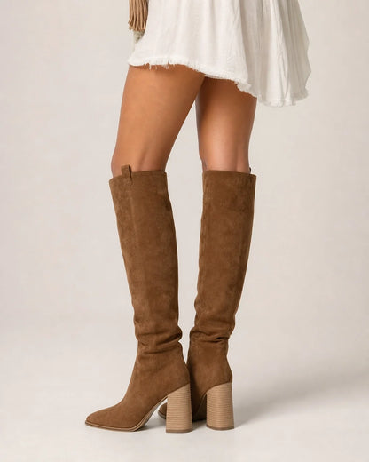 Momount women pointed suede-effect knee-high boots – view 4