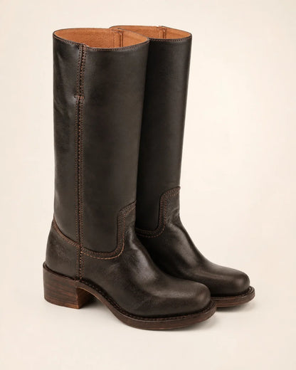 Dark Brown round-toe knee-high boots, variant