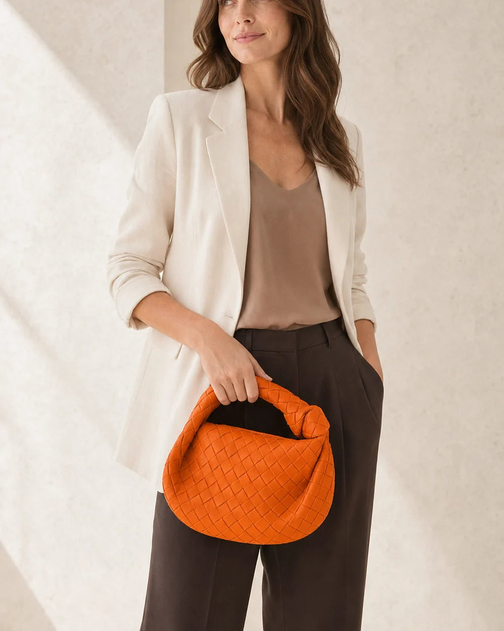 Momount Geflochtene Hobo-Handtasche für Damen