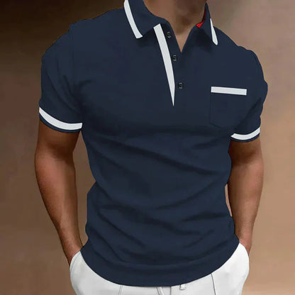 Momount Men Polo Shirt – Contrast Trim Chest Pocket Classic