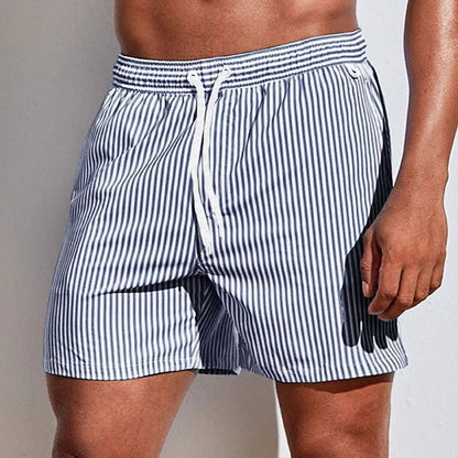 Momount Men Swim Shorts – Striped Drawstring Quick Dry Summer Beach