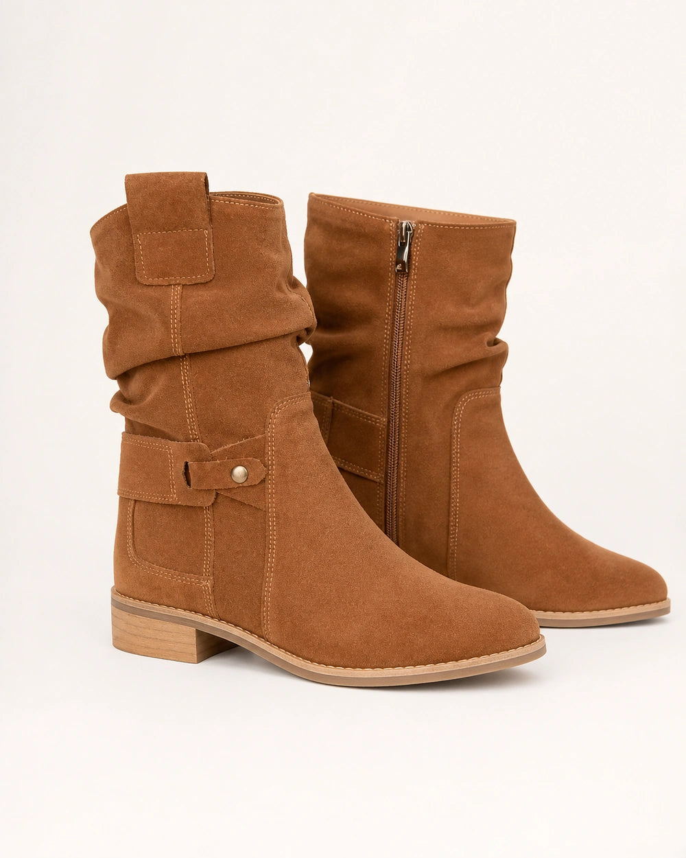 Emilia Damen-Stiefeletten in Veloursoptik mit gerafftem Schaft — image 2