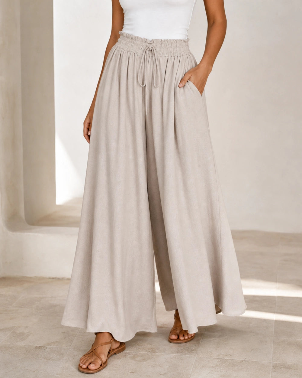 Damen Hose mit hoher Taille und weitem Bein — image