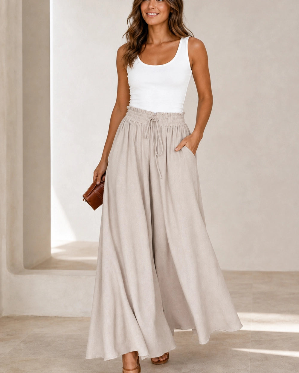 Damen Hose mit hoher Taille und weitem Bein — image