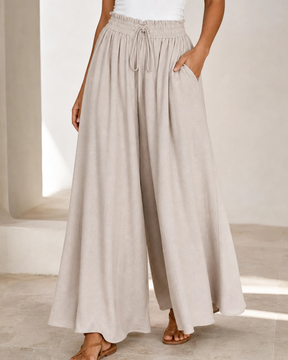 Damen Hose mit hoher Taille und weitem Bein — image