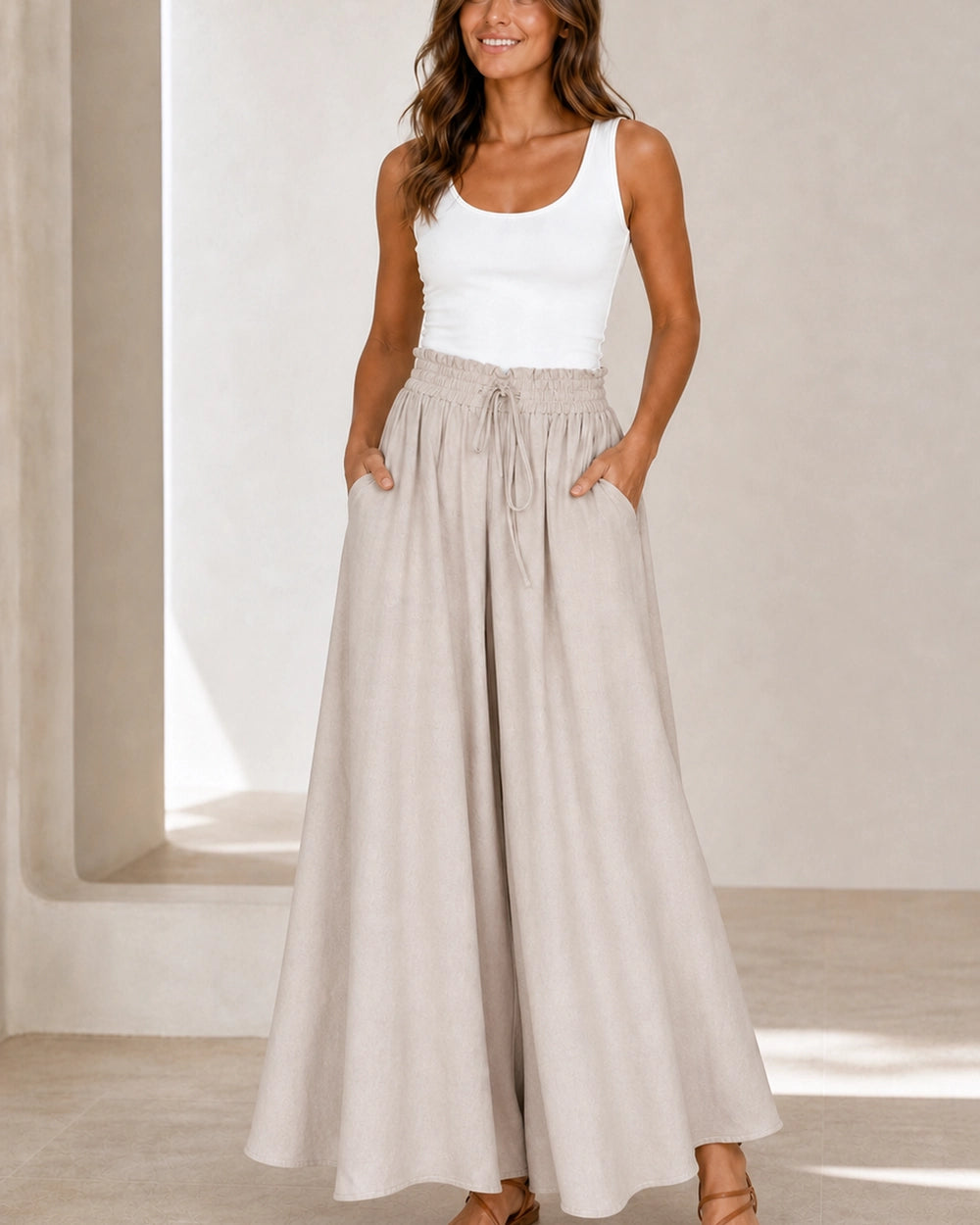 Damen Hose mit hoher Taille und weitem Bein — image